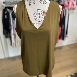 Worthington Olive V-Neck Tank Top